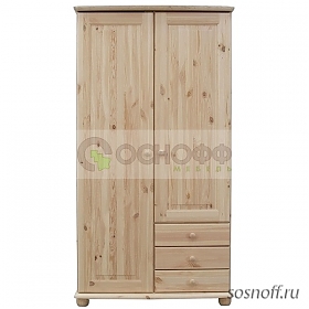 Шкаф 2-х дверный 6001 «Ром Д.70002.2», бесцветный лак/антик (сосна)