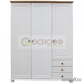 Шкаф 3-х дверный 6002 «Ром Д.70003.1», цвет: белый воск/антик (сосна)