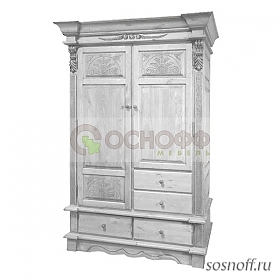 Шкаф для одежды «Викинг-GL», отделка: белый, с брашированием (сосна)