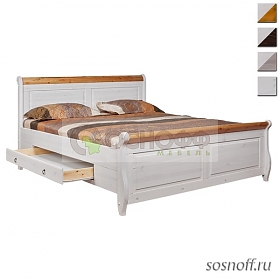 Кровать «Мальта М-160» с высокой спинкой, 160х200 см, с ящиком (сосна)