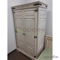 Шкаф для одежды «Викинг 02», отделка: белый, с брашированием (сосна)