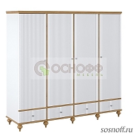 Шкаф для одежды «Рандеву-44», цвет: белый + антик (сосна + мдф)