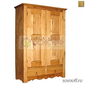 Шкаф для одежды «ARMFLEUR» с резьбой, отделка: старение (сосна)